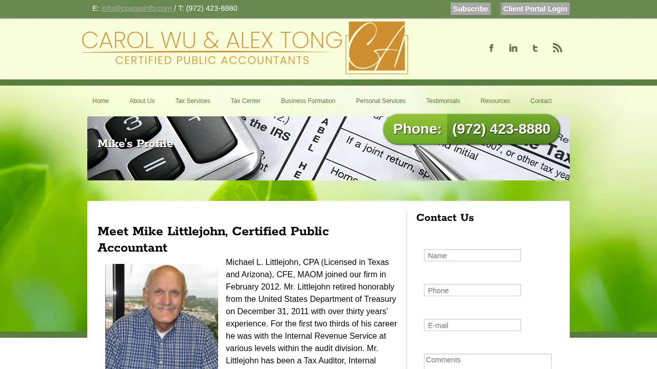 Carol Wu & Alex Tong CPAs page
