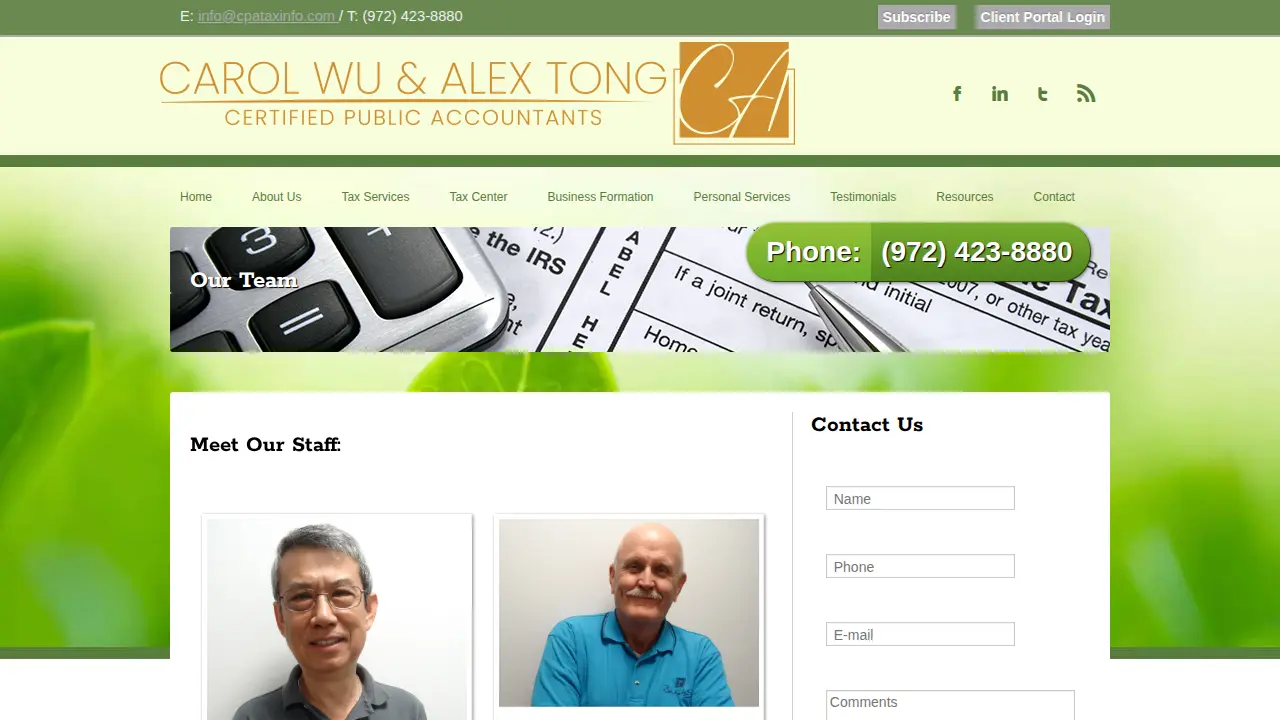 Carol Wu & Alex Tong CPAs page