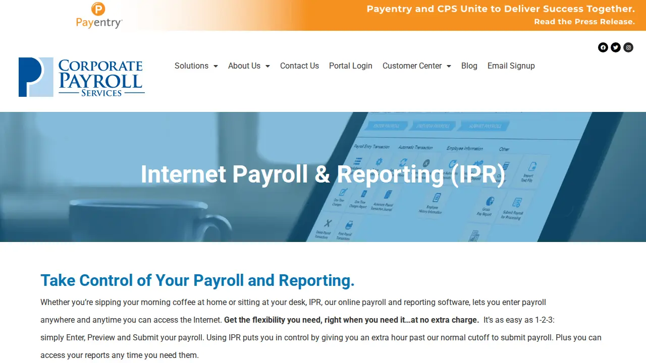 Corporate Payroll Services page