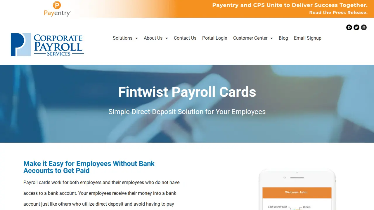 Corporate Payroll Services page