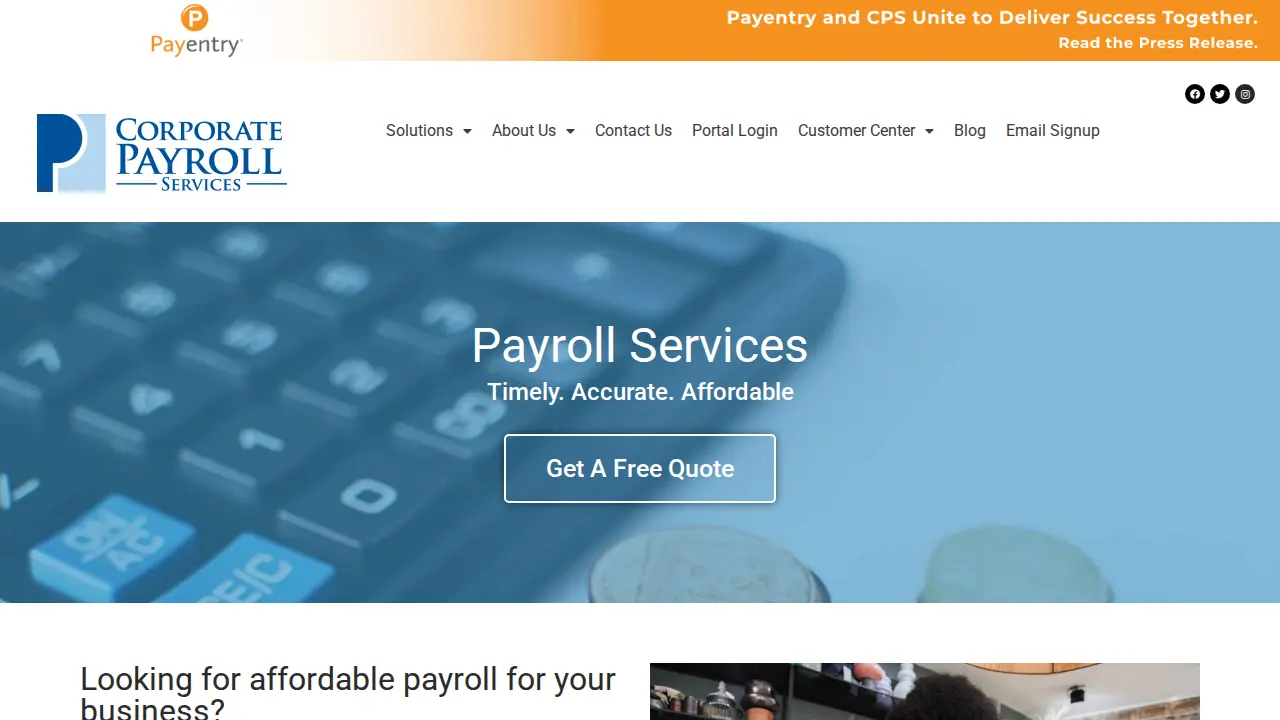 Corporate Payroll Services page