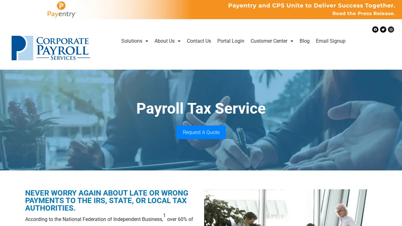 Corporate Payroll Services page