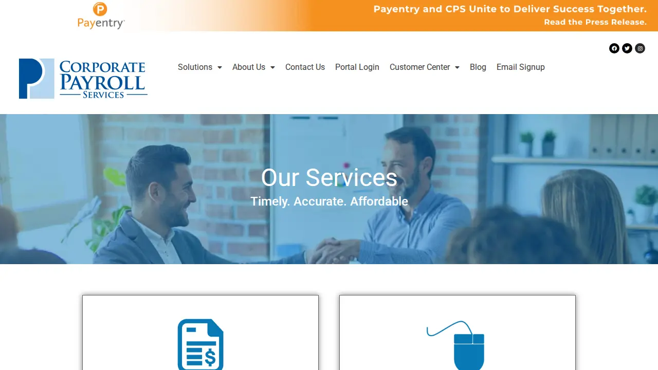 Corporate Payroll Services page