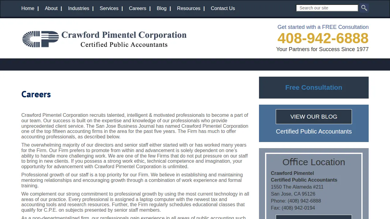Crawford Pimentel & Co Inc: Pimentel Antonio T CPA page