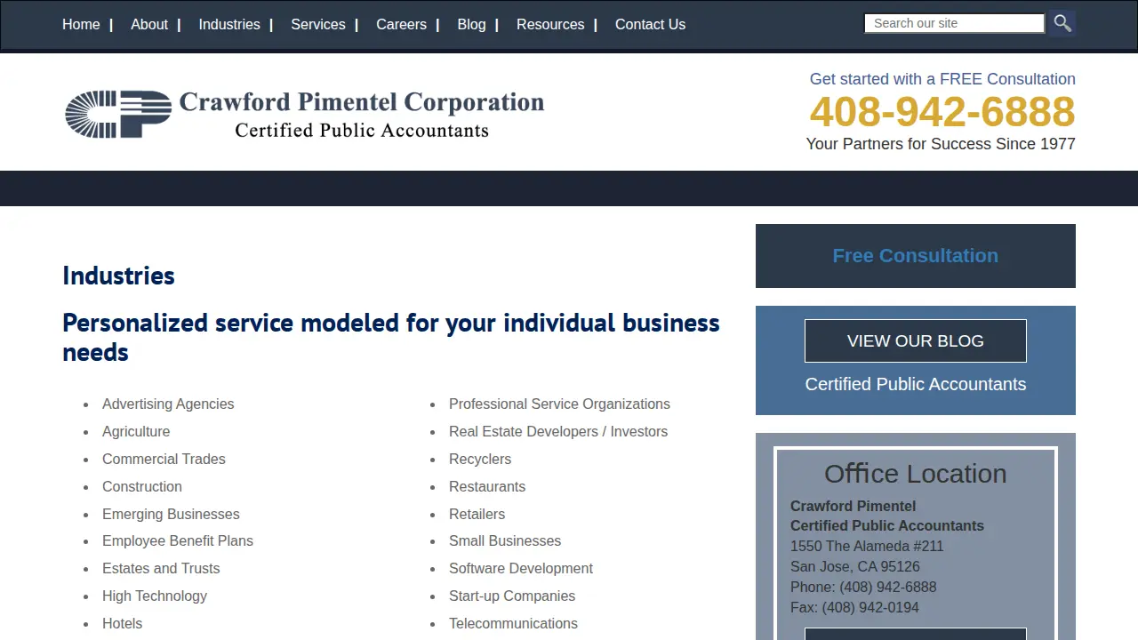 Crawford Pimentel & Co Inc: Pimentel Antonio T CPA page