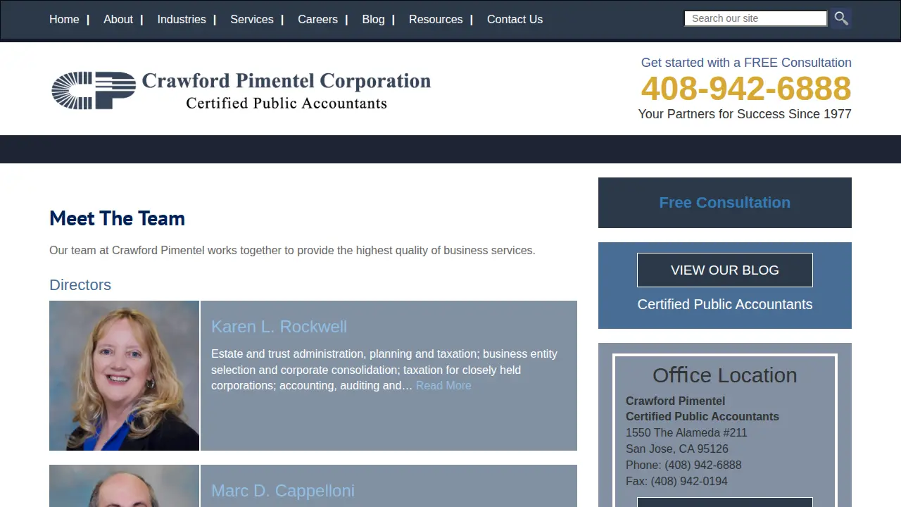 Crawford Pimentel & Co Inc: Pimentel Antonio T CPA page