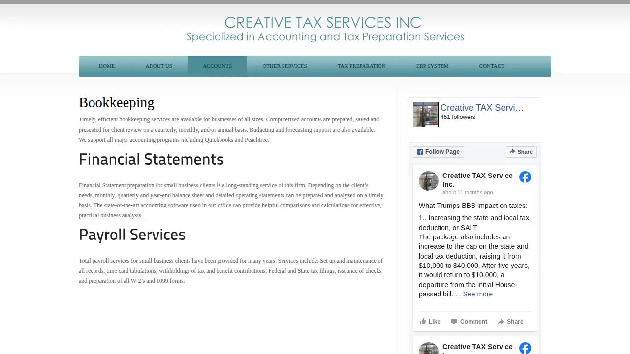 Creative Tax Services Inc page