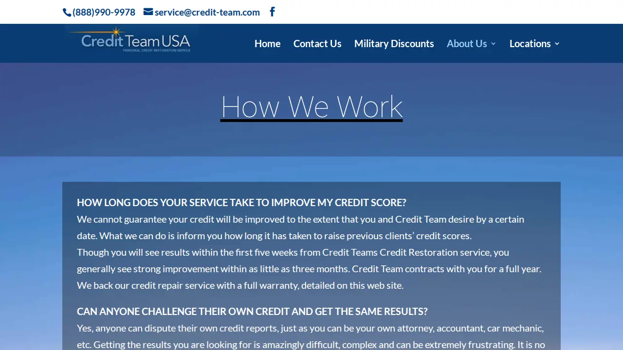 Credit Repair Team USA Dallas Fort Worth page