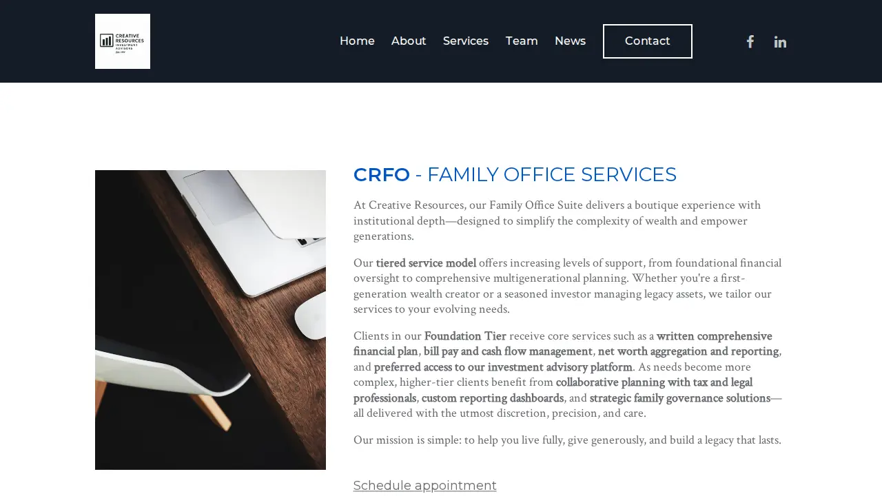 Creative Resources Investment Advisors, LLC. page