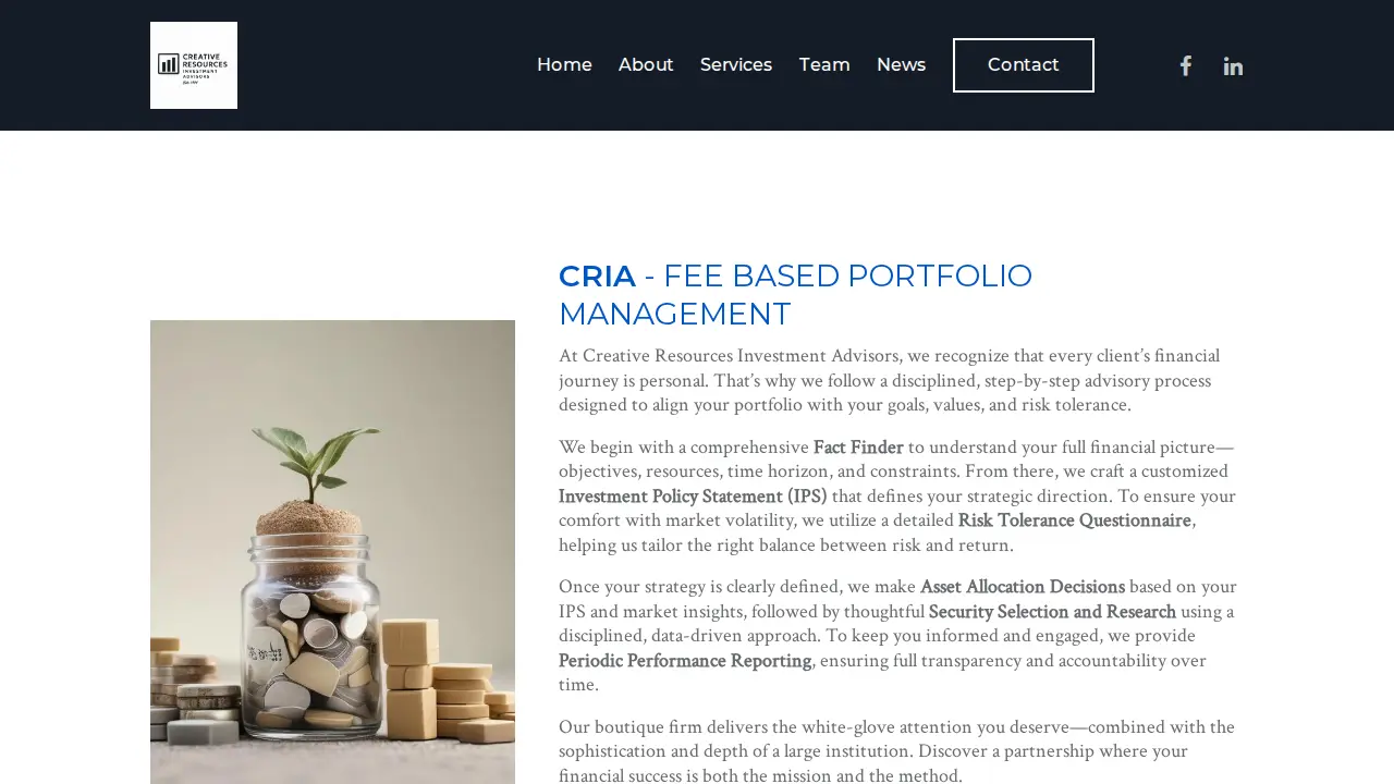 Creative Resources Investment Advisors, LLC. page