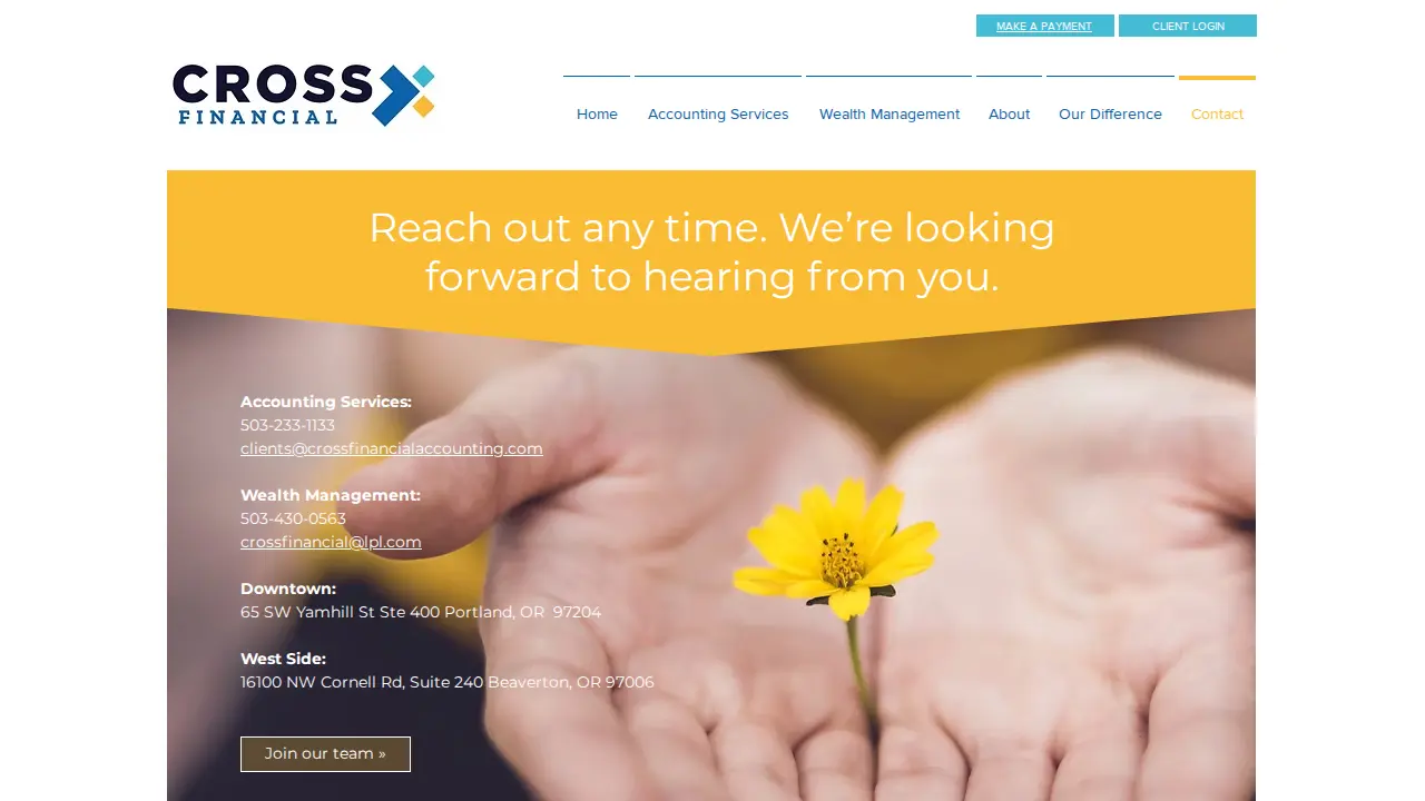 Cross Financial page