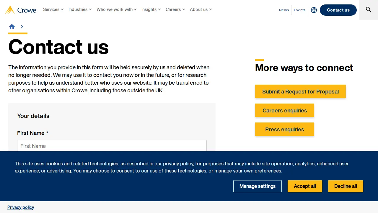 CCW Business Solutions Crowe UK page