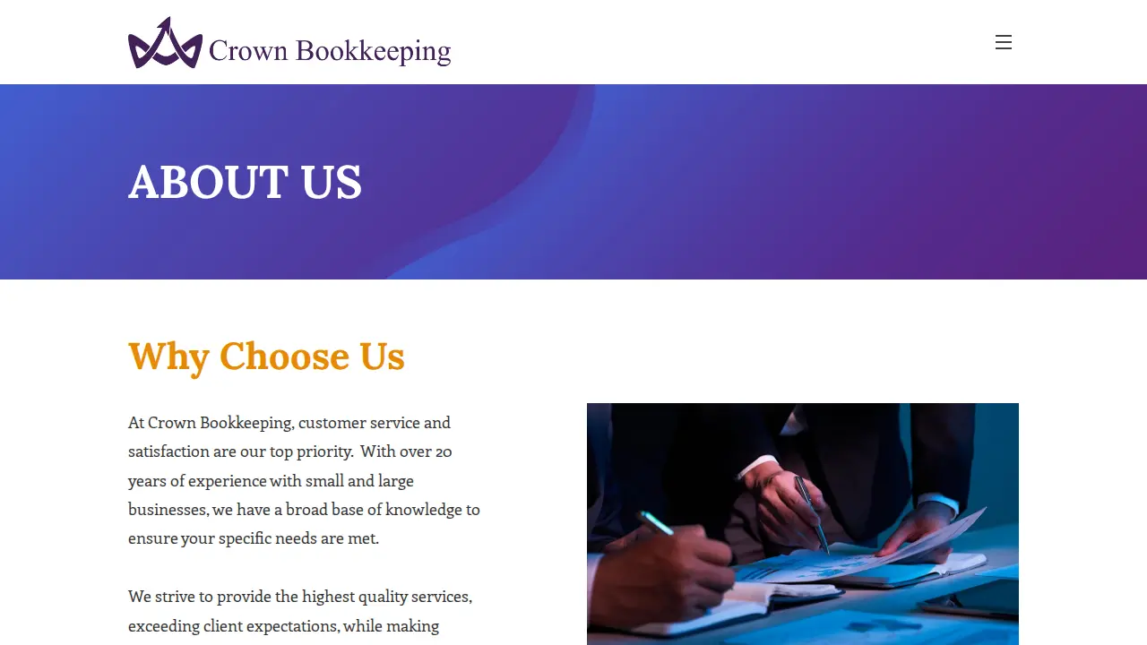 Crown Bookkeeping page