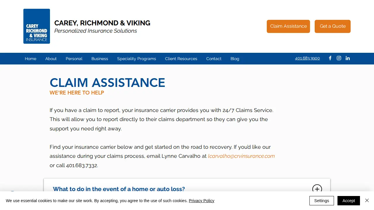 Carey, Richmond & Viking Insurance page