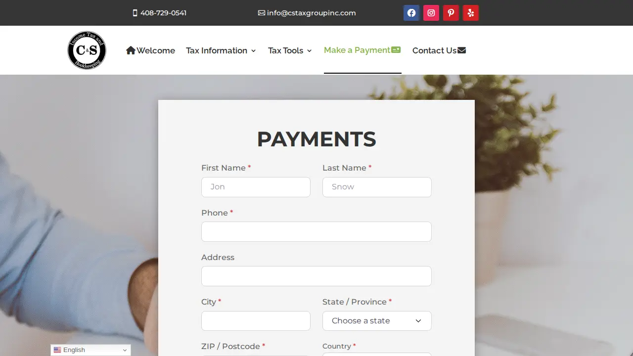 C & S Income Tax and Bookkeeping page