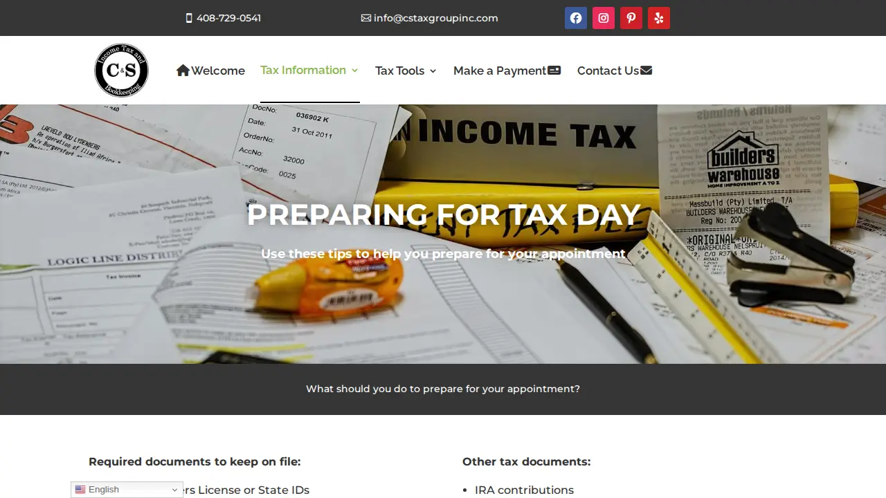 C & S Income Tax and Bookkeeping page