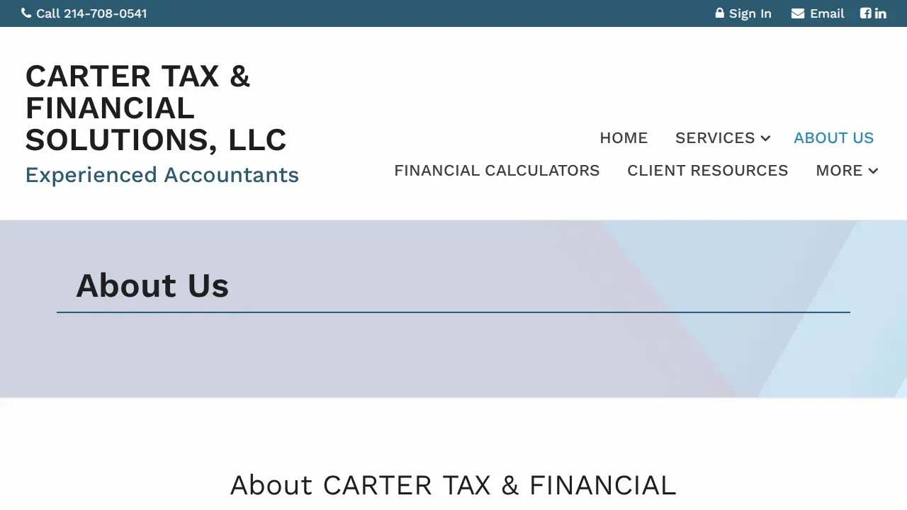 Carter Tax & Finanical Solutions page
