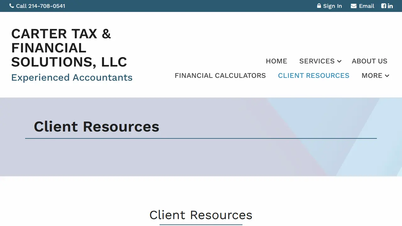 Carter Tax & Finanical Solutions page