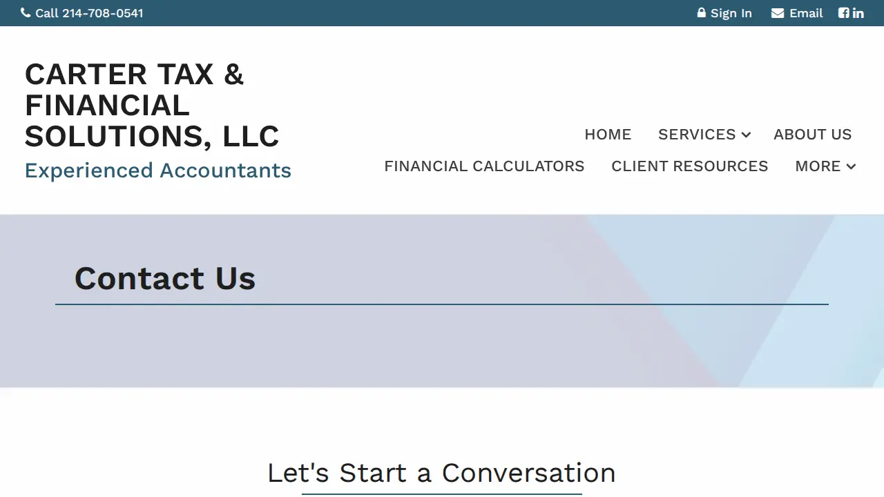 Carter Tax & Finanical Solutions page