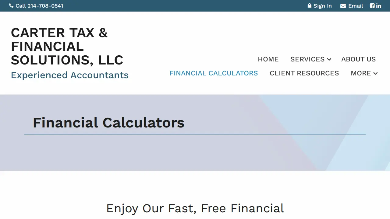 Carter Tax & Finanical Solutions page