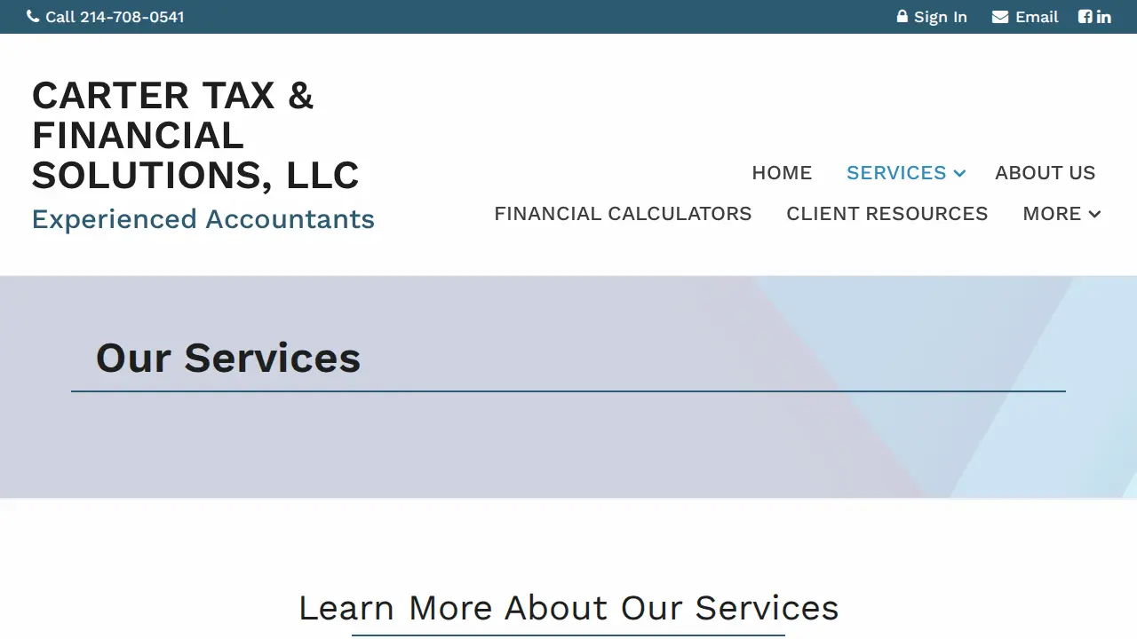 Carter Tax & Finanical Solutions page