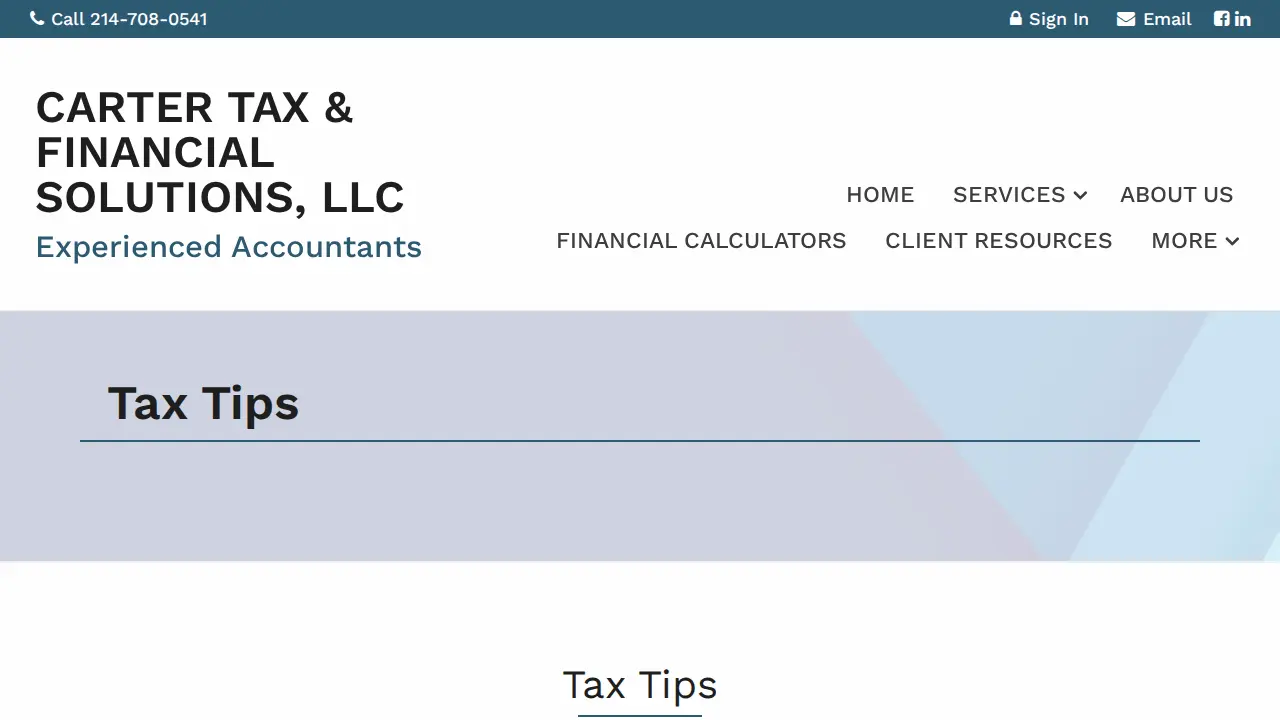 Carter Tax & Finanical Solutions page