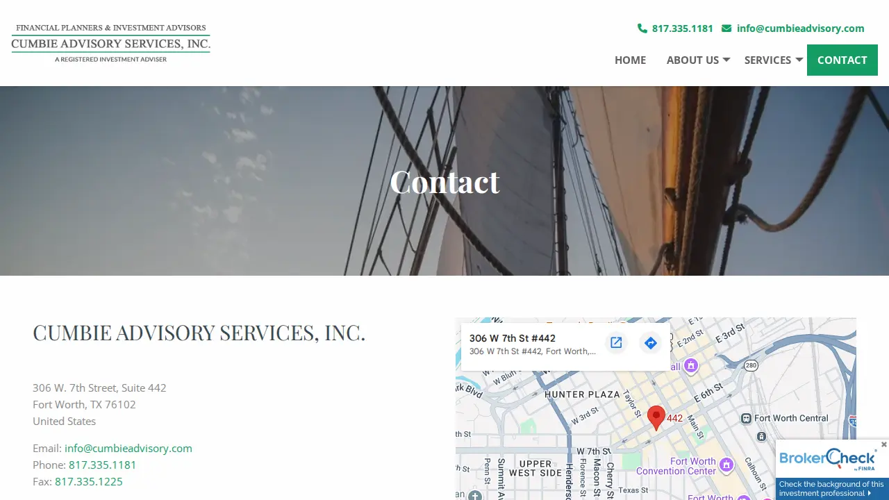 Cumbie Advisory Services page