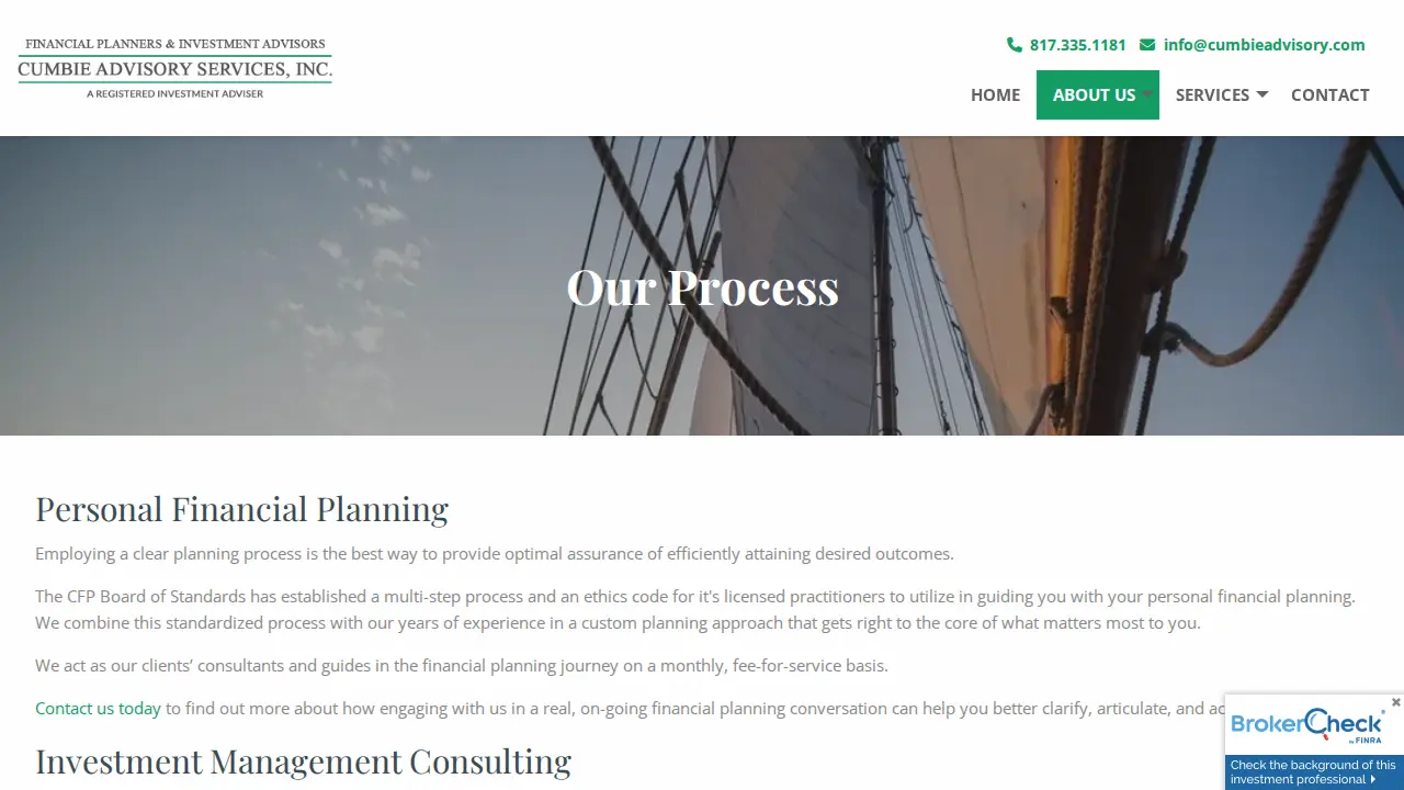 Cumbie Advisory Services page