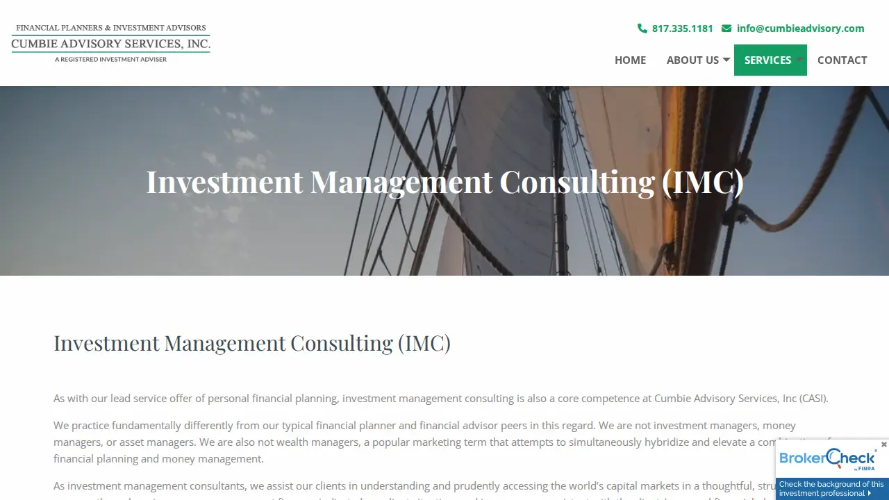 Cumbie Advisory Services page