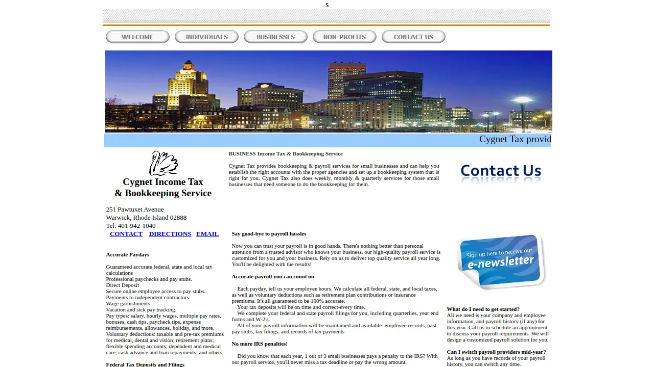 Cygnet Tax page