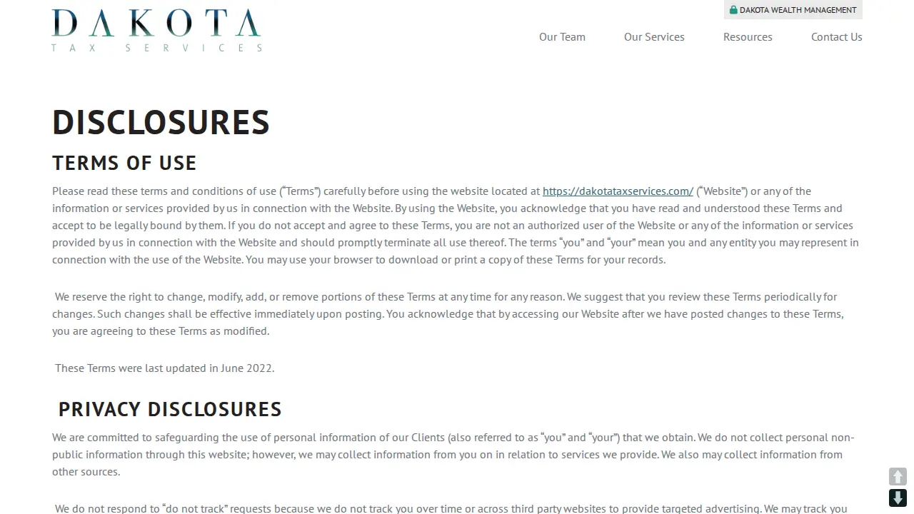 Dakota Tax Services page