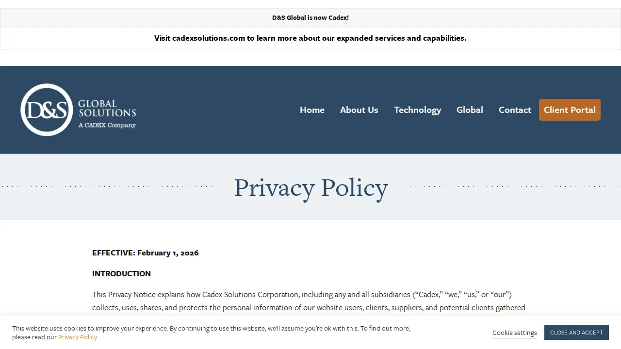 D&S Global Solutions page