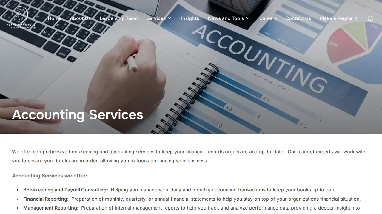 Dasta & Company CPAs and Consultants page