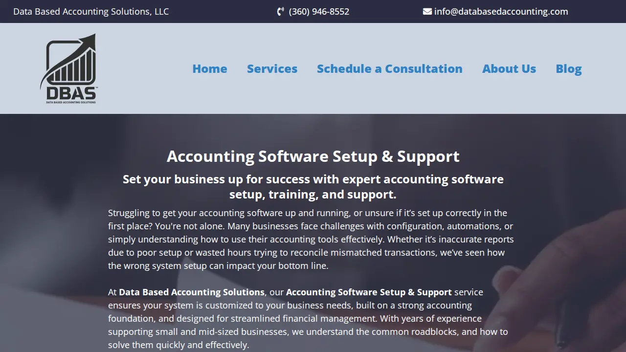 Data Based Accounting Solutions page