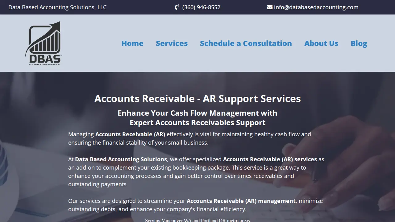 Data Based Accounting Solutions page