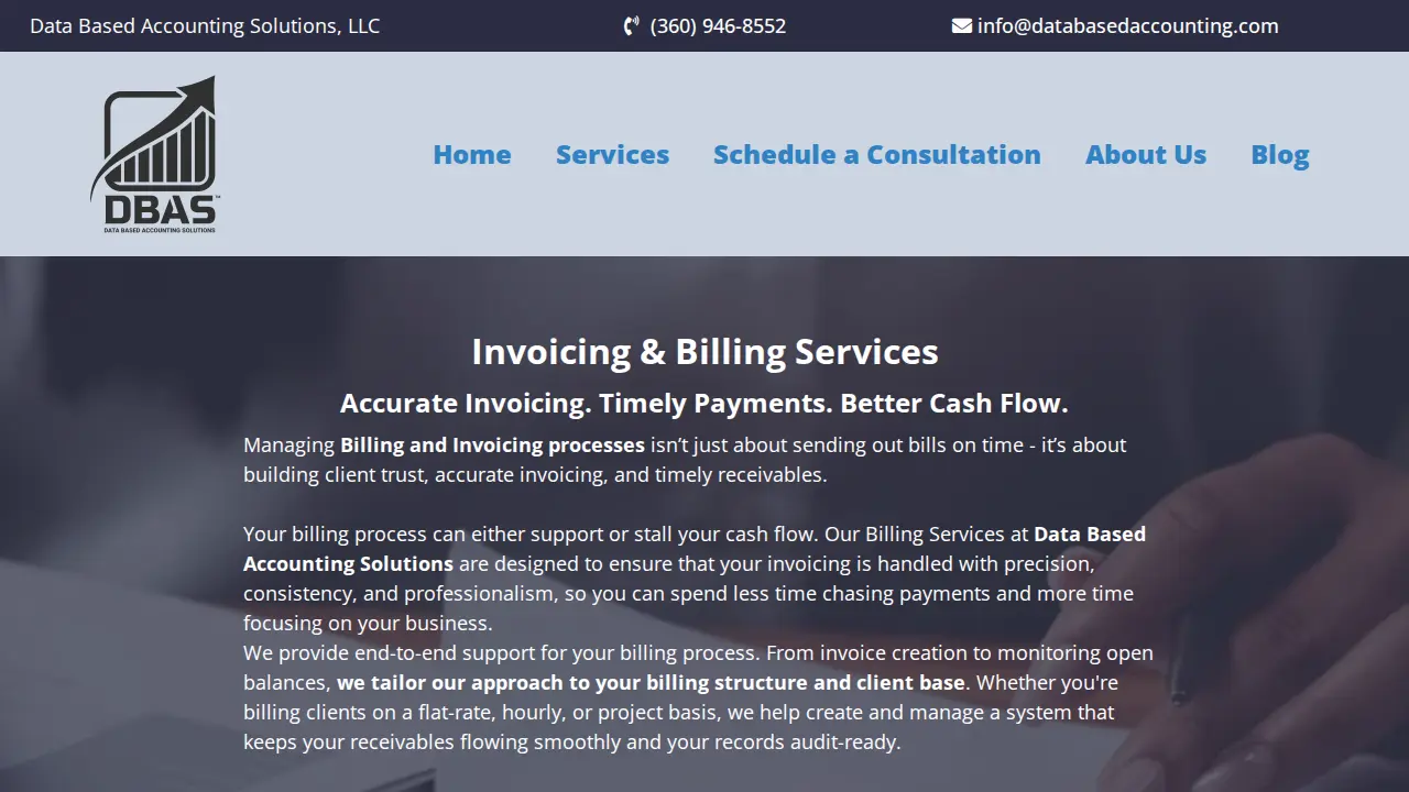 Data Based Accounting Solutions page
