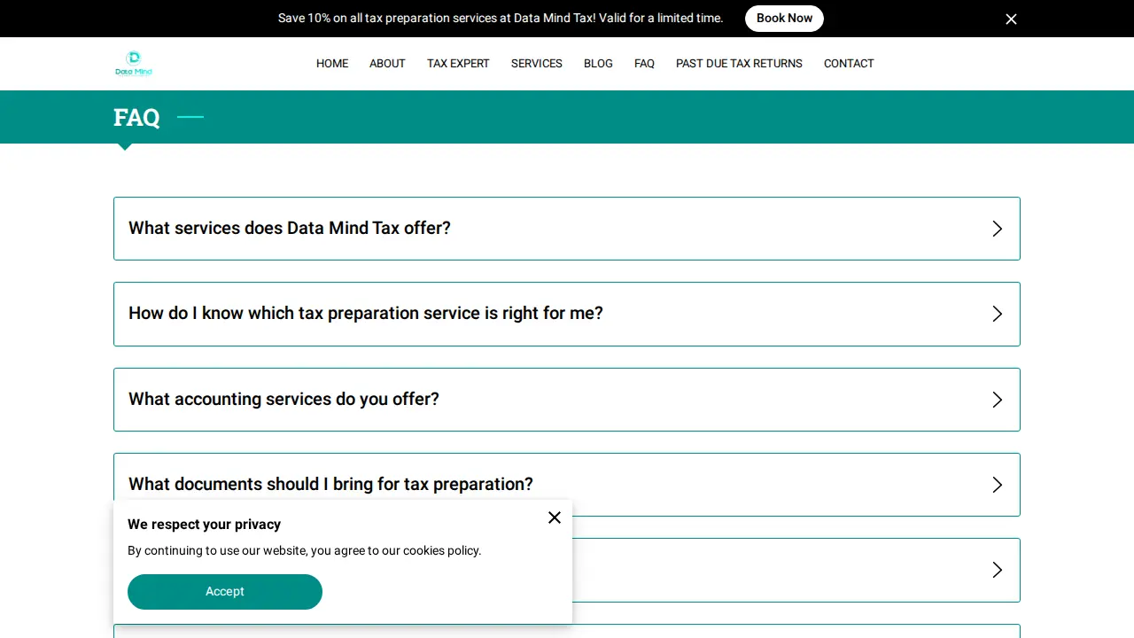 Data Mind Tax and Accounting page
