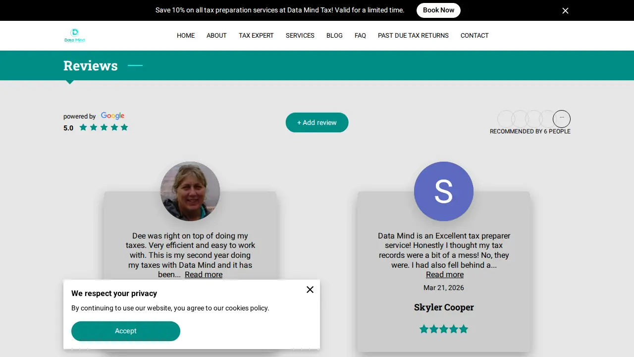 Data Mind Tax and Accounting page