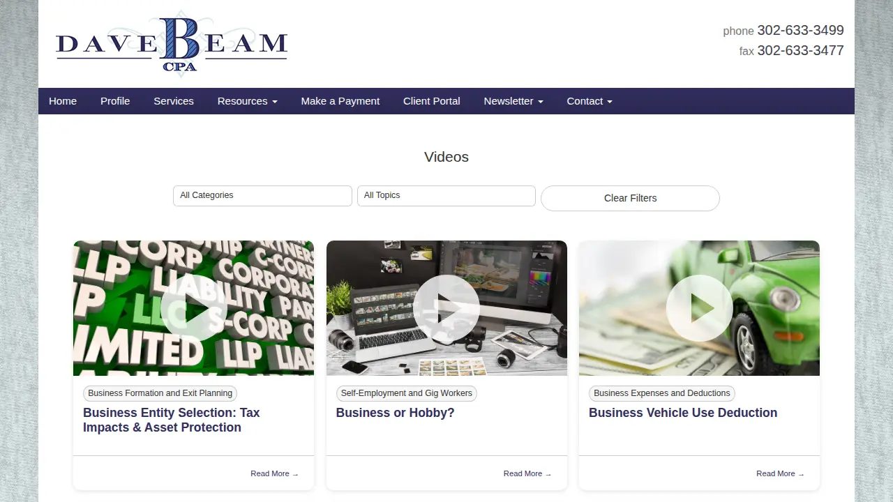 Dave Beam CPA, Inc. - Certified Public Accountants page