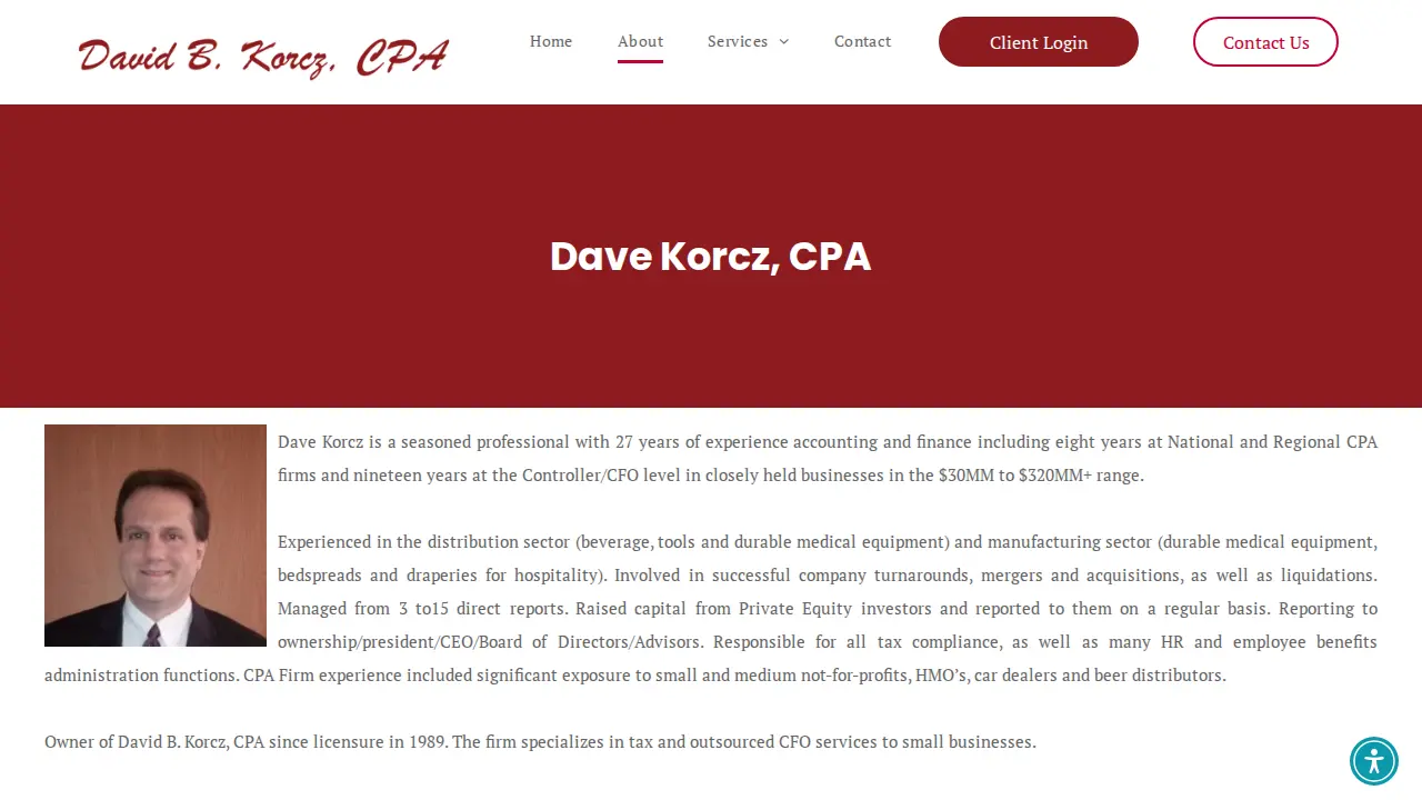 David B. Korcz CPA page