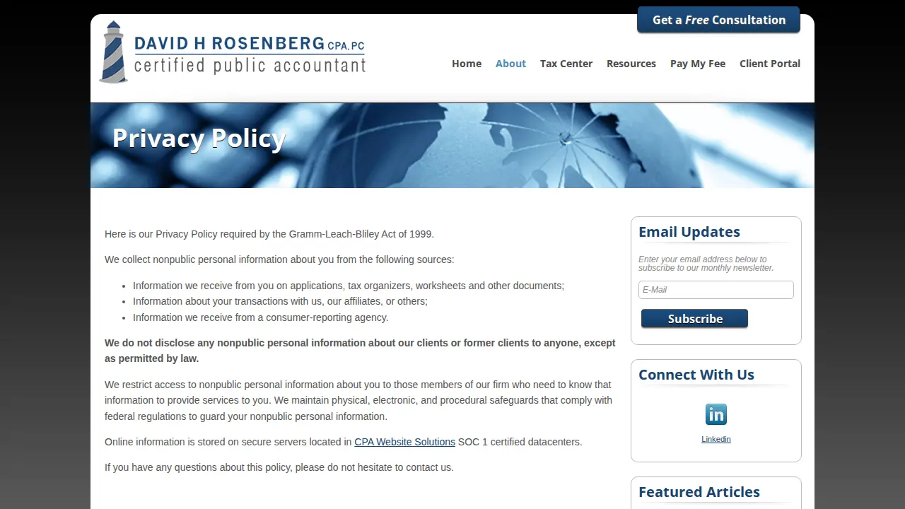 David H. Rosenberg CPA, PC page