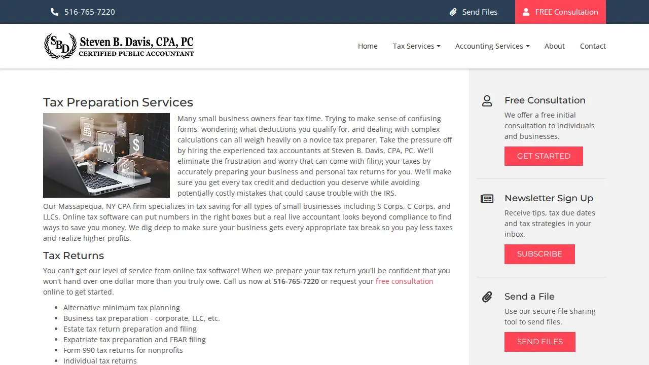 Steven B. Davis, CPA PC page