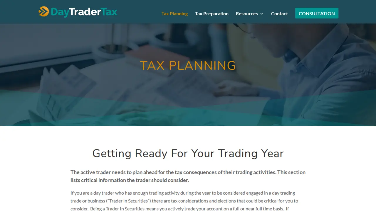 Day Trader Tax page