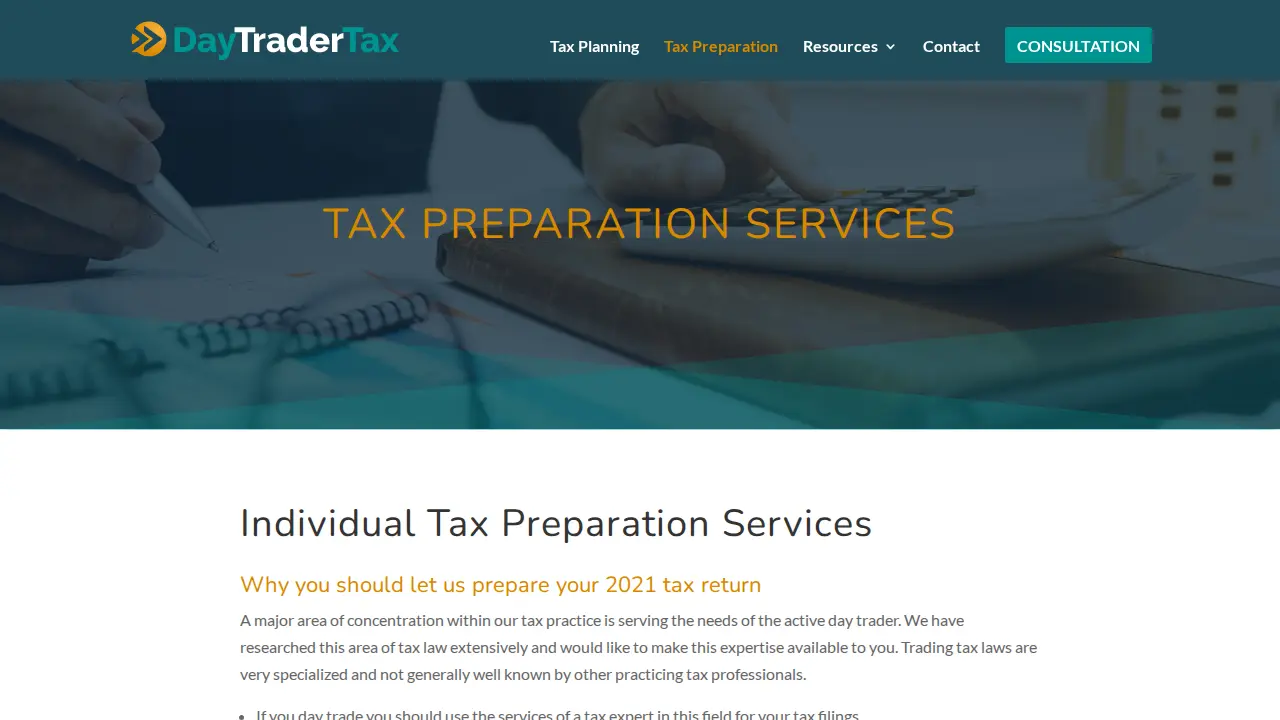 Day Trader Tax page