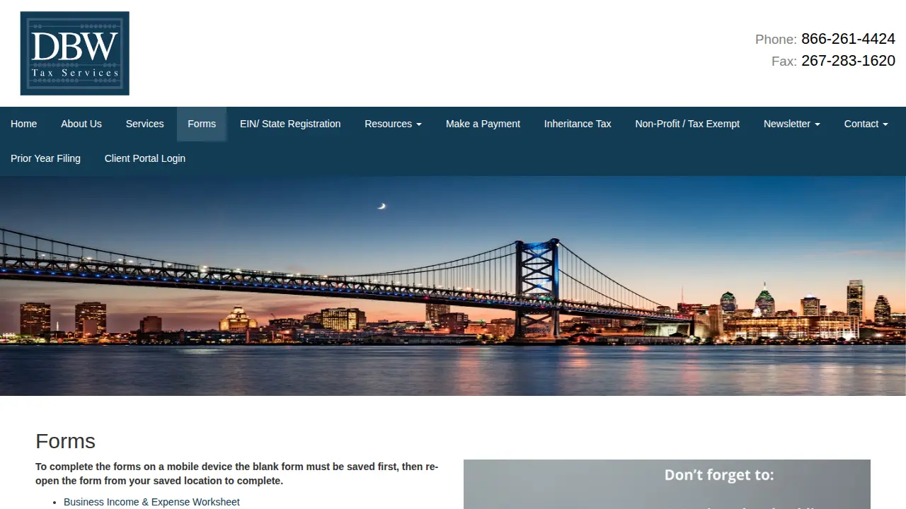 DBW TAX SERVICES LLC page