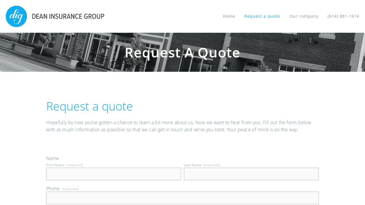 Dean Insurance Group page