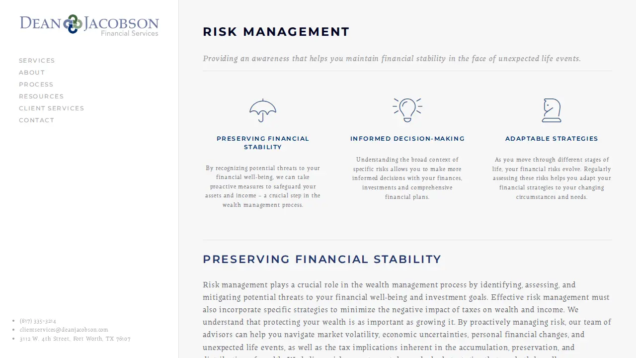 Dean Jacobson Financial Services page