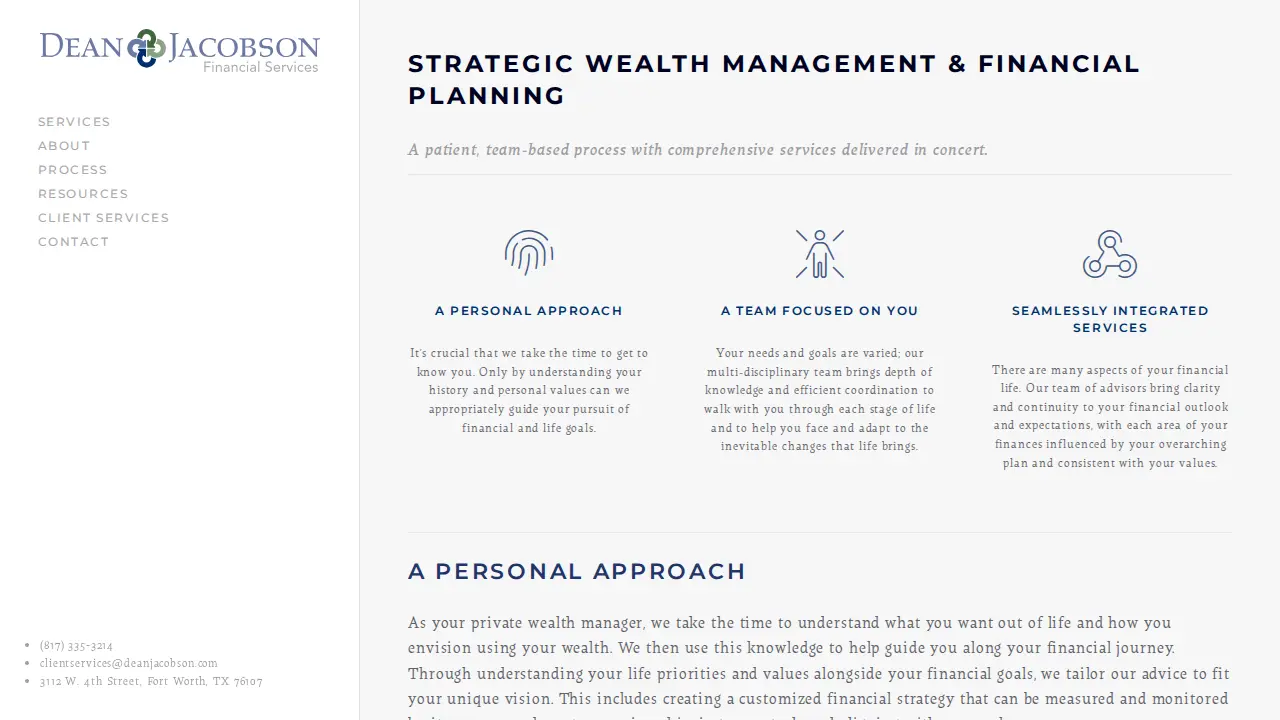 Dean Jacobson Financial Services page
