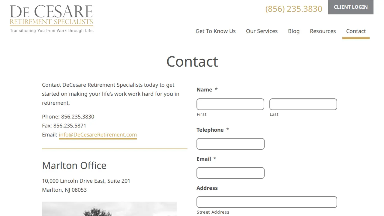 De Cesare Retirement Specialists page