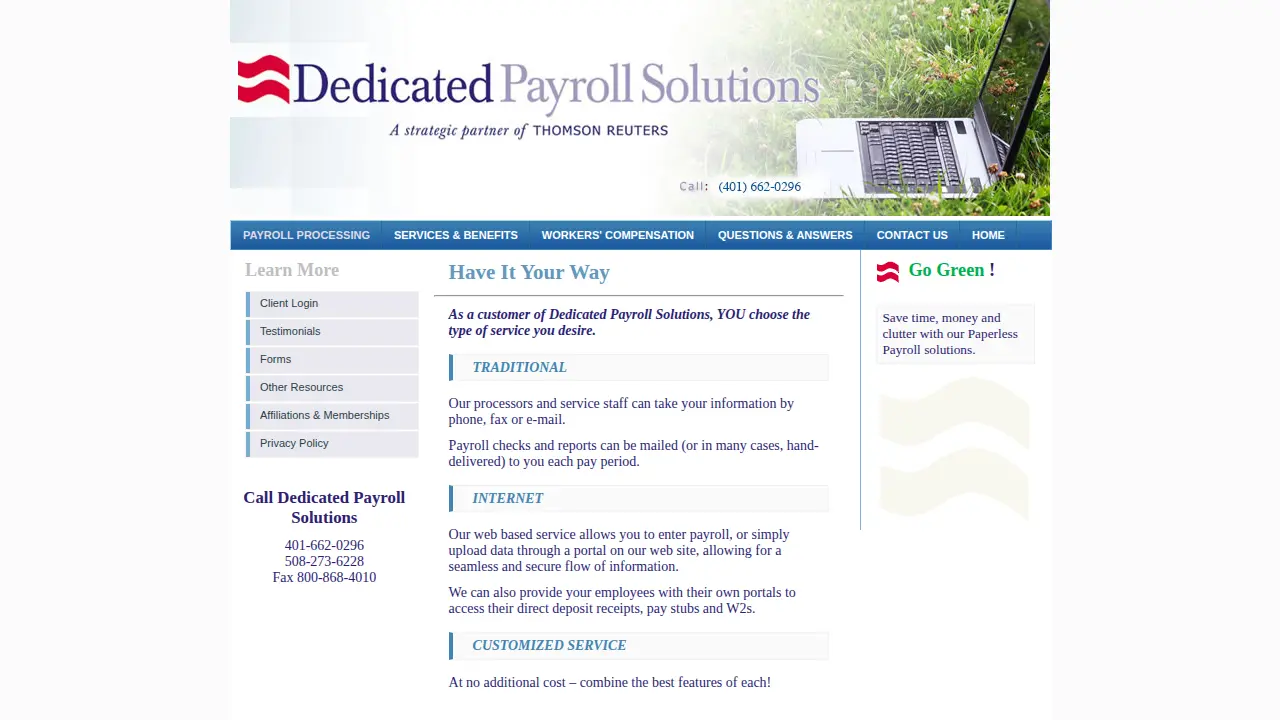 Dedicated Payroll Solutions page